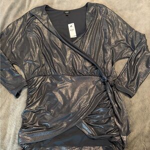 Shimmering Metallic Wrap Shirt
